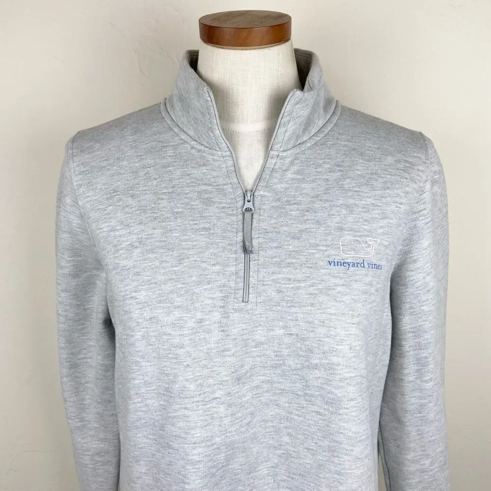 Vineyard Vines 1/4 Zip Pullover Graphic Sweater - Gray